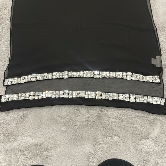 Steve Madden black polyester scarf with rhinestones on both sides - Picture 3 of 4